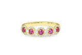 2.2ct Round Cut Pink Ruby Half Eternity Halo Wedding Band 14k Yellow Gold Finish