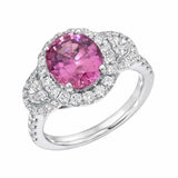 4ct Oval Pink Sapphire Engagement Ring Halo Trilogy Cocktail 14k White Gold Over