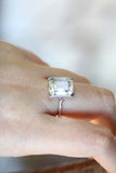 4ct Emerald Cut Diamond Engagement Ring Solitaire Promise 14k White Gold Finish