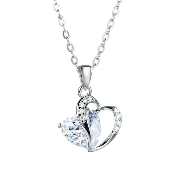 2ct Heart Cut VVS1D Diamond Pendant with Chain Heart Shape 14k White Gold Finish