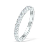 2Ct Round Cut Diamond Eternity Thin Minimalist Wedding Band 14K White Gold Over