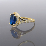 2ct Oval Cut Blue Sapphire Engagement Ring 14k Yellow Gold Finish Split Shank