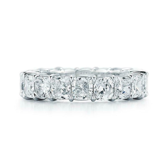 4.5ct Cushion Cut Diamond Wedding Band 14k White Gold Finish Iced Full Eternity