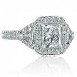 1.86ct Radiant Cut Diamond Engagement Ring Dual Halo Iced 14k White Gold Finish