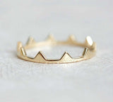 Simple Minimalist Crown Engagement Ring 14k Yellow Gold Finish