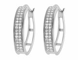 0.7ct Round Cut VVS1 Diamond Two Row Milgrain Hoop Earrings 14k WhiteGold Finish