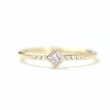 0.6ct Princess Cut VVS1D Diamond Engagement Ring Minimalist 14k Yellow Gold Over