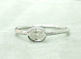 0.5ct Oval Cut Diamond Slim Minimalist Pinky Engagement Ring 14k White Gold Over