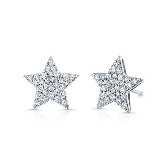 4Ct Round Cut Diamond Shining Star Shape Gift Stud Earring 14K White Gold Finish