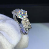 2.6ct Round Cut Diamond Solitaire Leaf Cluster Shank Ring 14k White Gold Finish