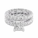 4Ct Princess Diamond Bridal Set Eternity Solitaire Ring Band 14K White Gold Over