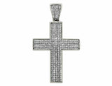 1.7ct Round Cut VVS1D Diamond Pendant Mini Puff Pave Cross 14k White Gold Finish