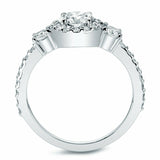 2.5Ct Round Cut Diamond Halo with Accents Engagement Ring 14K White Gold Finish