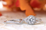 Art Deco Bridal Set Engagement Ring 2ct Round Cut Diamond 14k White Gold Finish