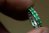 3ct Wedding Band Round Cut Emerald Full Eternity Stackable 14k White Gold Finish