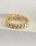 2ct Oval Simulated Diamond Bezel Full Eternity Wed Band 14k Yellow Gold Plated