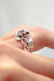 1ct Round Pink Sapphire Engagement Ring Flower Leaf Solitaire 14k WhiteGold Over