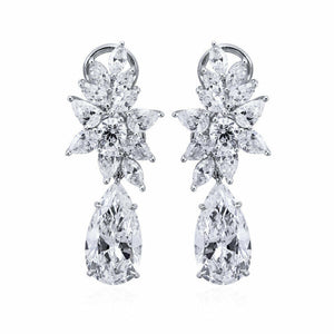 4ct Pear Cut VVS1 Diamond Cocktail Party Stud Earrings 18k White Gold Finish