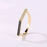 0.4ct Round Cut Black White Diamond Unique Stackable Band 14k Yellow Gold Finish