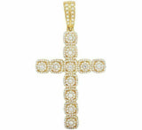 2.5ct Round Diamond Square Cluster Cross Pendant 14k Yellow Gold Finish NO CHAIN