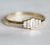 1.2ct Baguette Cut Diamond Engagement Ring 14k YellowGold Finish Five Stone Step