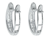 0.25ct Baguette Cut VVS1 Diamond Channel Set Hoop Earrings 14k White Gold Finish