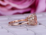 2ct Oval Cut Peach Morganite Engagement Ring Butterfly Design 14k Rose Gold Over