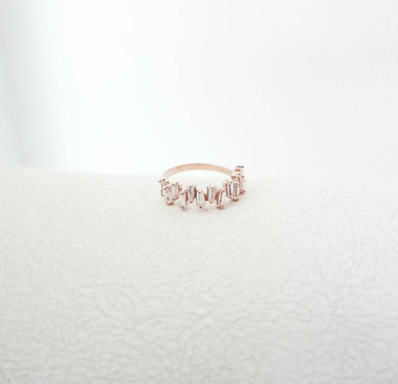 1ct Wedding Ring Band Baguette Cut Diamond Unique Stackable 14k Rose Gold Finish