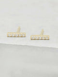 0.6ct Round Cut Diamond Accents Vertical Bar Stud Earrings 14k YellowGold Finish