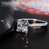 2Ct Princess Cut Diamond Accented Hidden Halo Solitaire Ring 14K White Gold Over