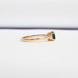 1ct Round Cut Green Emerald Solitaire with Accent Antique Ring 14k RoseGold Over