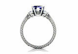 1.5ct Heart Cut Blue Sapphire Milgrain Trilogy Solitaire Ring 14k WhiteGold Over