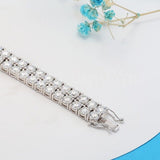 10ct Round Cut Moissanite Dua Row Cocktail Tennis Bracelet 14k White Gold Plated