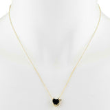 1ct Black Diamond Pendant with Chain Heart Cut Devil Design 14k Yellow Gold Over