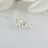 1.2ct Round Diamond Wedding Ring Band Leaf Design Minimalist 14k White Gold Over