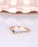 0.5ct Round Cut VVS1D Diamond Petite Curved Engagement Ring 14k Rose Gold Finish