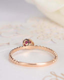 0.5ct Pear Cut Pink Ruby Bezel Set Beaded Ball Solitaire Ring 14k Rose Gold Over