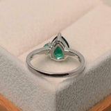 1ct Pear Cut Emerald Engagement Ring Two Stone Solitaire 14k White Gold Finish