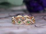 1ct Round Cut Green Emerald Wedding Band Ring Infinity 14k Yellow Gold Finish