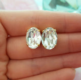 2ct Oval Cut Diamond Classy Solitaire Stud Women Earrings 14k Yellow Gold Finish