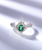 1.5ct Oval Cut Green Emerald Engagement Ring Diamond Halo 18k White Gold Finish