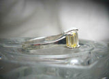 2.5ct Emerald Cut Diamond Trilogy Ring 14k WhiteGold Over Yellow Sapphire Accent