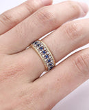 3ct Round Cut Blue Sapphire Wedding Band Ring 14k Dual Tone Finish Full Eternity