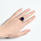 4ct Round Cut Blue Sapphire Antique Engagement Ring 14k White Gold Finish Women