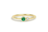 0.44ct Round Cut Green Emerald Two Stone Minimalist Ring 14k Yellow Gold Finish