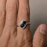 Swirl Unique Engagement Ring 2ct Pear Cut Black Diamond 14k White Gold Finish