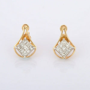 1.65ct Drop Earrings Princess Cut Diamond Geometric 14k Yellow Gold Finish