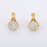 1.65ct Drop Earrings Princess Cut Diamond Geometric 14k Yellow Gold Finish