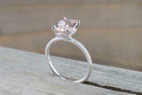 1.6ct Cushion Cut Morganite Engagement Ring 14k White Gold Finish Diamond Accent