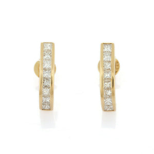 2ct Drop Earrings Princess Cut Diamond Vertical Bar 14k Yellow Gold Finish